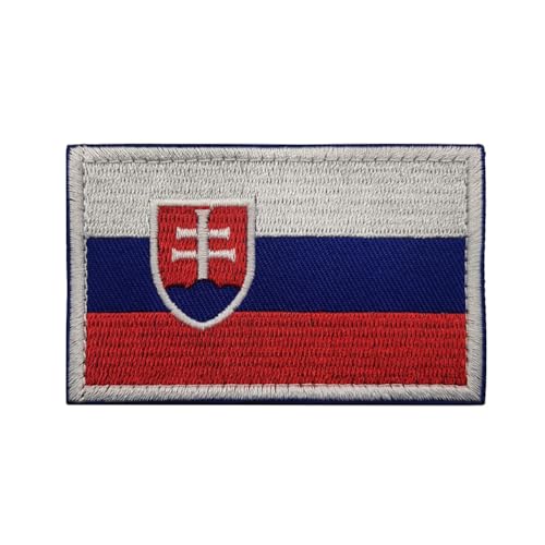 GreatRise 2 Stück Slowakei Flagge Patch Militär Abzeichen, 8 × 5cm Hook and Loop Europa Flaggen Gestickt Abzeichen Bunt Selbstklebender Patch für Kleidung Rucksack Uniformen Weste Jacke