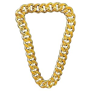 [Njdkadey] Papper Chain Big Fake Hip Hop Turnover Chain Exaggerated Rapper Costume Accessories Gangster Necklace 80s 90s Rapper Costume Accessories for Kids Men Boys