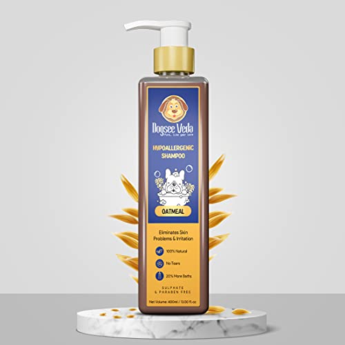 Image of Dogsee Veda Oatmeal Hypoallergenic Dog Shampoo 200 ml | Anti-Itch, Anti-Inflammatory & Moisturizing | Ayurvedic, Sulfate-Free & Paraben-Free | Pet Shampoo for Sensitive Skin| Safe for Puppy, Labrador