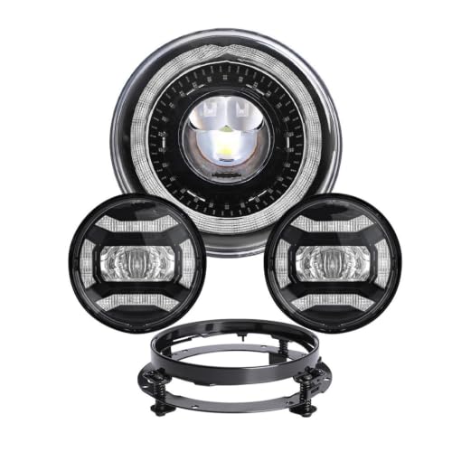Phare de moto 7 pouces antibrouillard et clignotant finition noire haut de gamme