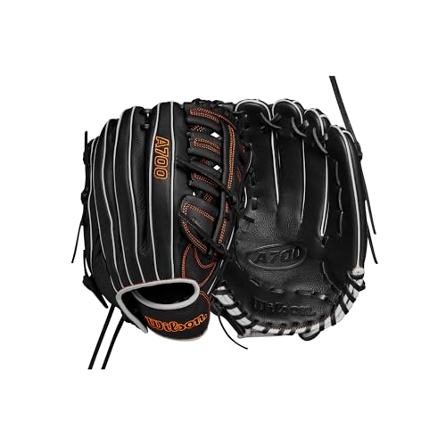 Wilson 2024 A700 12.5' Outfield Baseball Glove - Black/Silver/Orange, Right Hand Throw