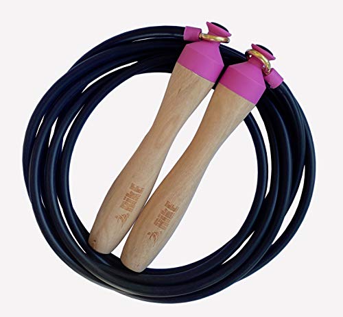 Rike Gear Jump Rope Adult – Exercise Jumprope for Women, Men - Jump Ropes - Non Slip Wooden Handles, Fast, Fluid Speed Jump Rope, Fully Adjustable Kids Jump Rope - USA Made - Free Velvet Pouch