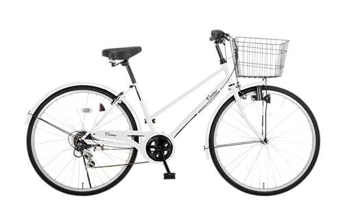 【完成車】Carino 自転車 シティサイクル ママチャリ LEDオートライト 26インチ シマノ6段変速 大型カゴ アルミリム 通勤 通学 街乗り シティ車 CR-C266A ホワイト