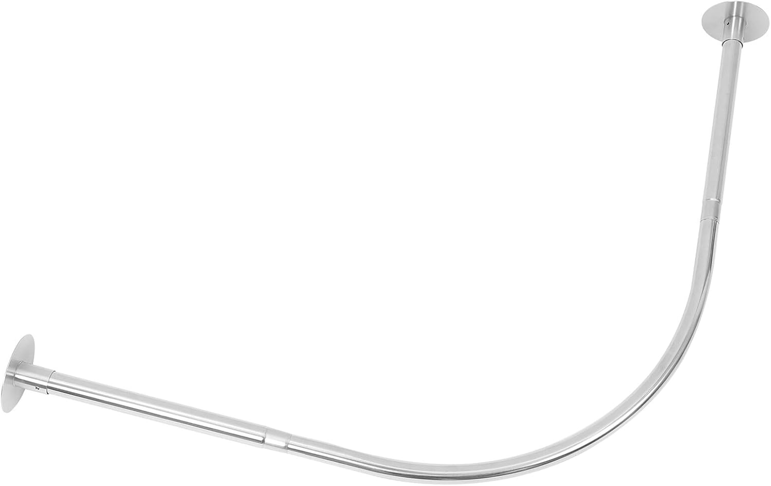 Adjustable Curved Telescoping Shower Curtain Rod Tension Rod No-drill Natural Finish for Bathtub and Window Use