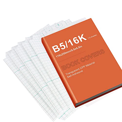 10 Sheets Transparent Book Covers Cpp Material Self-Adhesive, Water-Resistant And Anti-Dirt, With Corner Cutting, Fits 6.9"X9.8" (B5/16K) Paperbacks, No Cutting Required - Protect Your Books With Ease #TOP1