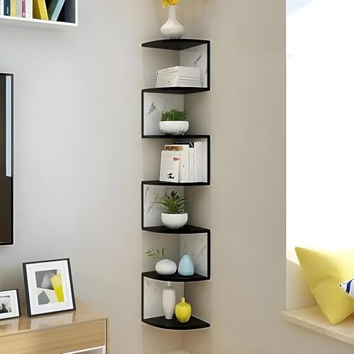 Image of Dime Store Engineered Wood Zig-Zag 7 Tier Wall Shelf for Plant Stand Decoartion - Wall Hanging Decor Plant Rack Shelf for Living Room & Balcony - Wall Planter Stand Room Decor