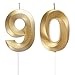 Produktbild Geburtstagskerzen Zahlen 90, Gold Geburtstag Kerzen, 3D Tortendeko, Geburtstagskerze Kuchendeko für Geburtstag Party, Hochzeiten, Firmenfeiern, Jubiläen kuchen Dekoration, Birthday Candle Nummer 90