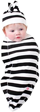 Cozy Cocoon Baby Cocoon Swaddle and Matching Hat, Black and White Stripes, 0-3 Months
