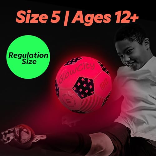image for GlowCity Rechargeable Light Up Soccer Ball, Size 5 Indoor/Outdoor Glow
