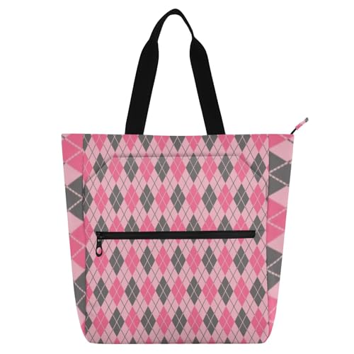 Bolsa de mano a cuadros rosa y negra para llevar tus libros con total comodidad a la escuela
