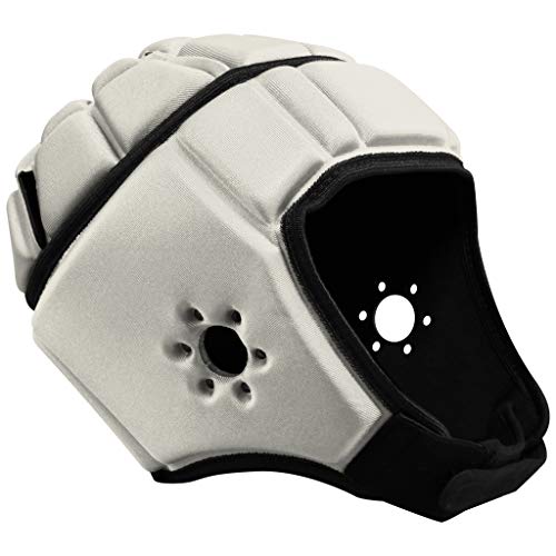 EliteTek Soft Padded Helmet Headgear Protection: 7on7 Tournaments, Flag Football, Team Sports, Training, Rugby, Lacrosse, Soccer, Practice & Epilepsy FITS Youth & Adult! (Silver, Large)
