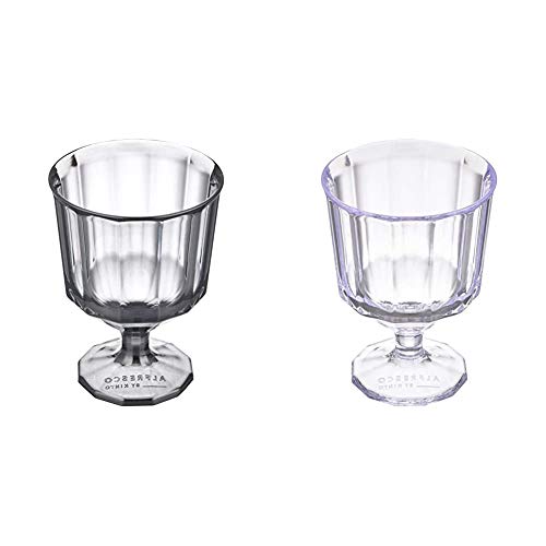 KINTO (キントー) ワイングラス スモーク 250ml ALFRESCO (アルフレスコ) 20737 & ワイングラス クリア 250ml ALFRESCO (アルフレスコ) 20736【セット買い】の商品画像（Amazon）