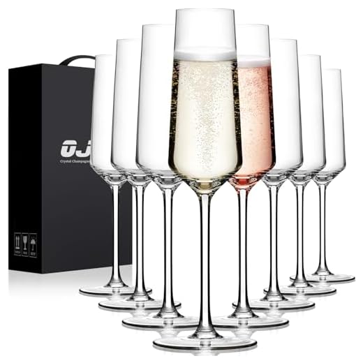 OJA Champagne Flutes, Crystal Champagne Glasses Set of 8, 7oz, Elegant