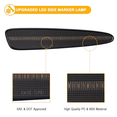 4PCS LED Side Marker Lights Compatible with Corvette C6 (2005-2013)/Z06/ZR1/Grand Sport/Z06 LED Sidemarker Fender Lamps Amber Red Turn Signal Lights Smoked Lens-White by R&F Auto - Image 5