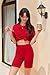 Ekouaer Women Cotton Lounge Sets Summer Outfits T-Shirt Top and Biker Short Set 2 Piece Matching Tracksuit Fashion Red X-Large