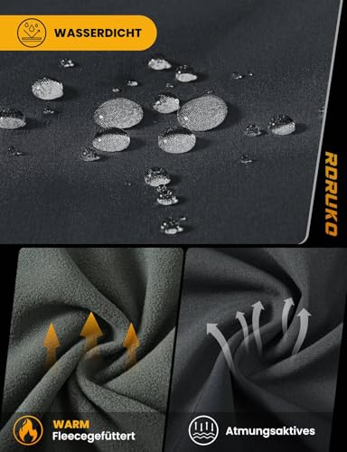Rdruko Softshelljacke Herren Wasserdicht Gefütterte Winterjacke Funktionsjacke mit Fleece Outdoorjacke Winddichte Freizeitjacke für Wandern Fahrrad Camping – Bild 5