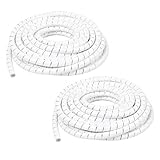 RISHORI Confezione da 2 avvolgicavi a Spirale, Tubo a Spirale Flessibile, Tagliabile su Misura per Gestione Cavi, Bianco,6OD×4ID×2000Lmm