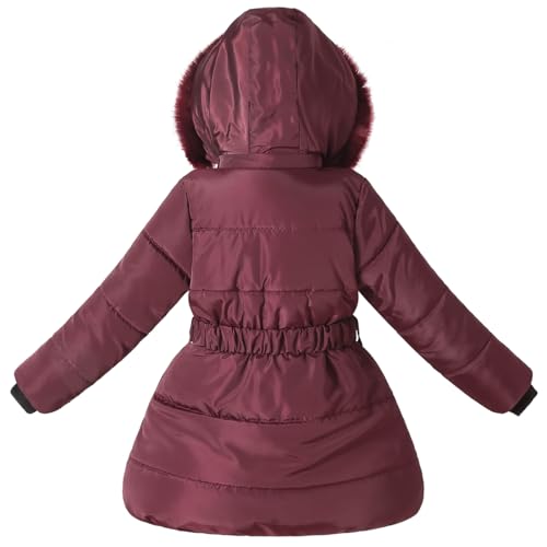 Kids Girls Winter Fleece Coats Puffer Jackets Fur Collar Hoodie Clothes Outwear2