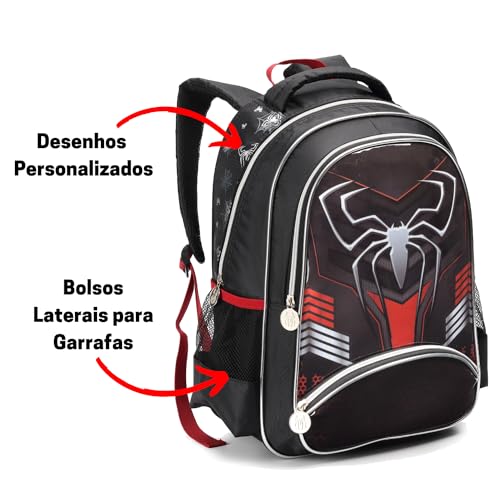 Mochila escolar infantil para meninos à prova d'água leve com alça ajustável desenho do Homem-Aranh