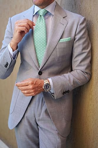 Image of HISDERN Polka Dot Ties for Men Classic Silk Ties and Pocket Square Formal Business Necktie Handkerchief Wedding Party