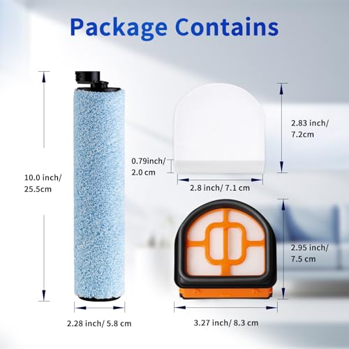 Image of 9 Pack Replacement Roller Brush and Foam Filters Kit Compatible with Shark WD161,WD261,AW261,3-in-1 Corded Vacuum Cleaner and All-in-One Cordless Hardfloor Cleaner Accessories,1 Cleaner Brush