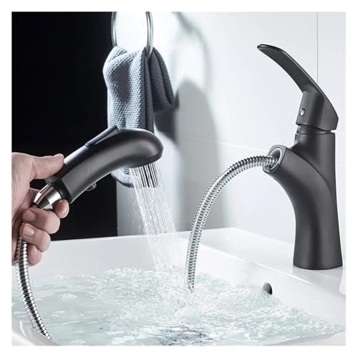 Grifo de lavabo extraíble negro que transforma tu baño en un espacio moderno y funcional 3