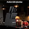 Knife Set, 14-Piece Kitchen Knives Set with Block, Built-in Sharpener, German High Carbon Stainless Steel, Ergonomic Non-Slip Handles, Black