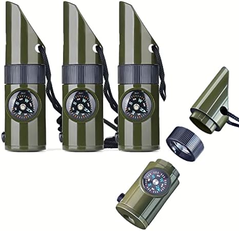 TURUM Emergency Survival Whistle,Multifunctional Outdoor Tools,Loud Safety Signaling,Compass,Expedition/Exploration/Hiking/Camping 3pcs