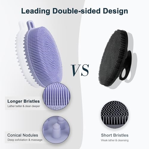 FREATECH 3-Pack Silicone Body Scrubber, Gentle Exfoliating Bath Shower Body Cleansing Brush, More Hygienic Than Loofah - Image 4