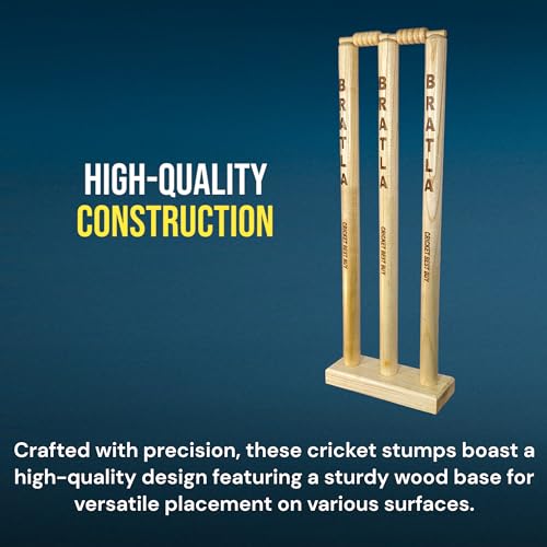 CBB Cricket Wicket Stumps Multi-Surface Placement with Wood Base