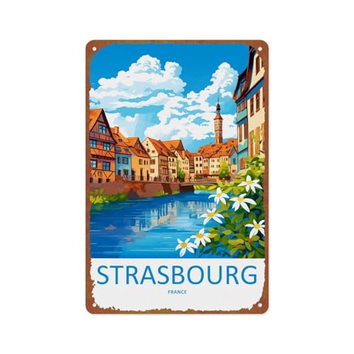 SGCUWS Cascais Watercolor Metal Sign Wall Art 8x12