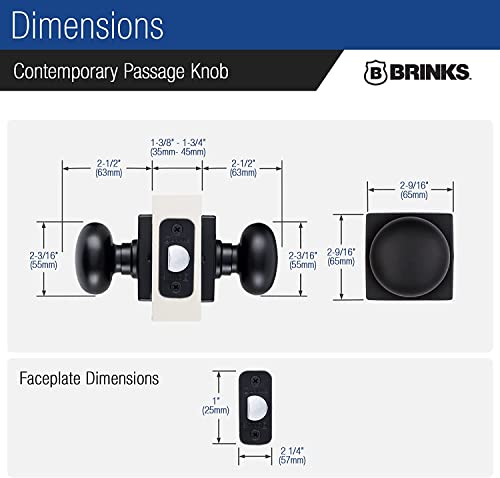 Brinks – 6-Pack Matte Black Contemporary Indoor Passage Square Door Knob – Hall/Closet 6 Pack Matte Black Exterior Plate Doorknob #TOP4