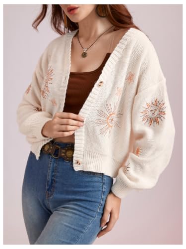 Image of BEAUDRM Women's Cropped Cardigan Sweater Cottagecore Whimsic Gothic Clothes