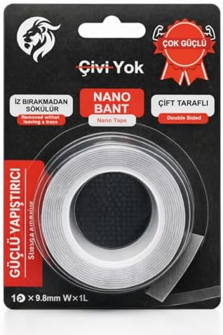 Çift Taraflı İz Bırakmayan Nano Bant Çivi Gerektirmeyen Güçlü Yapıştırıcı Bant (1 Adet) - Görsel 3