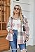 IN'VOLAND Women's Plus Size Plaid Shacket Long Sleeve Button Down Flannel Shirts Casual Jacket Coats Grey Pink