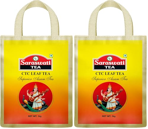 Image of Saraswati Tea 1 Kg | Chai Patti | Black CTC | Loose Black Tea | 1Kg Chaipatti (Pack of 2)