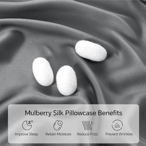 Image of INFIIXSO Body Pillow Cover with Zipper, Luxury Mulberry Silk Long Body Pillow Case 20x54 Inches, Ultra Smooth and Soft Cooling Body Pillow Pillowcase, Gift for Women, Men(Grey)