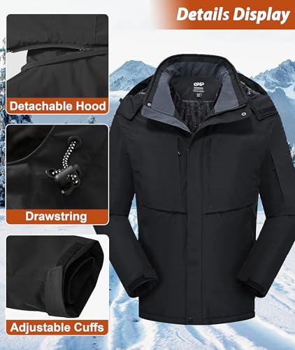 Image of Mens Winter Snow Jacket Waterproof Ski Jackets Snowboard Rain Warm Coat Insulated Hood Fleece Lined