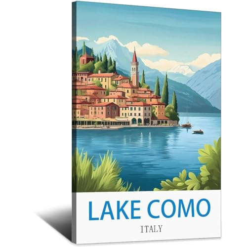 Toile vintage Lac de Côme LNBIAND impression d'art premium 20x30