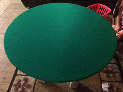 Fitted Round Elastic Edge Solid Green Felt Table Cover for Poker Puzzles Board Games Fits 36 Inch to 48 Inch Round Table and 36 Inch Square Tables
