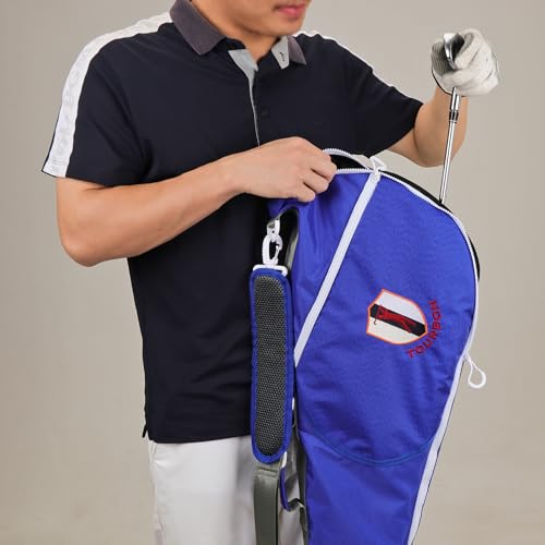 TOURBON Tragbare Golftasche aus Nylon, leicht, Sonntags-Tragetasche, faltbar, für Golfschläger/Reisen, Training, Blau
