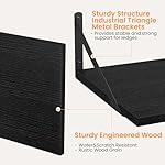 Black Deep Floating Shelves for Wall, 16W x 12D Wood Wall Shelves Set of 2, Wide Floating Bookshelf for Living Room, Kitchen, Office, Bedroom and Decor Storage, with Metal Bracket - Black - Image 4