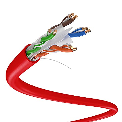 Image of DRIPSTONE CAT6 1000ft Bulk Ethernet Cable 23AWG Solid CCA UTP 0.57mm Red