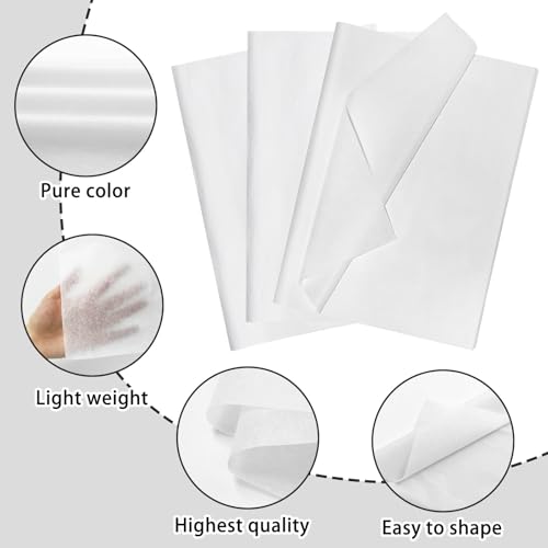 Image of 120 Sheets 20 inchX14 inch White Tissue Paper for Gift Bags Wrapping, Art Tissue Paper Bulk for Weddings Birthday Party Crafts Decoration