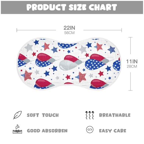 Muslin Burp Cloth for Baby 2PCS Independence Day American Balloons Super Absorbent Burping Cloths, Bibs for Newborn Boys Girls4