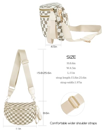 Image of FEIBOON Spacious Checkered Nylon Crossbody Bag Bum Bag Handbags Wallets for Women