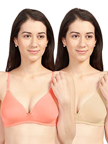 Image of SONARI Omania Womens Non-Padded Cotton Polyester Bras - Solid, Non-Wired, Medium Coverage, Hand Washable (Pack of 2)