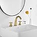 GGStudy Antique Brass 2 Handles 3 Holes Faucet Widespread Bathroom Sink Faucet Basin Tap Mixer Supply Hose Included Matching Pop Up Drain