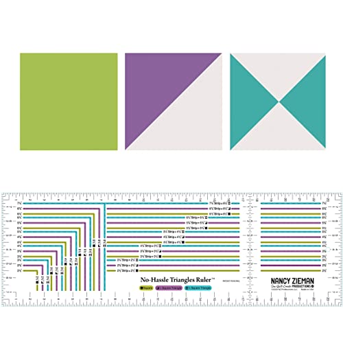 Zieman, Nancy Exclusive No-Hassle Triangles Ruler, Green,Aqua,Purple