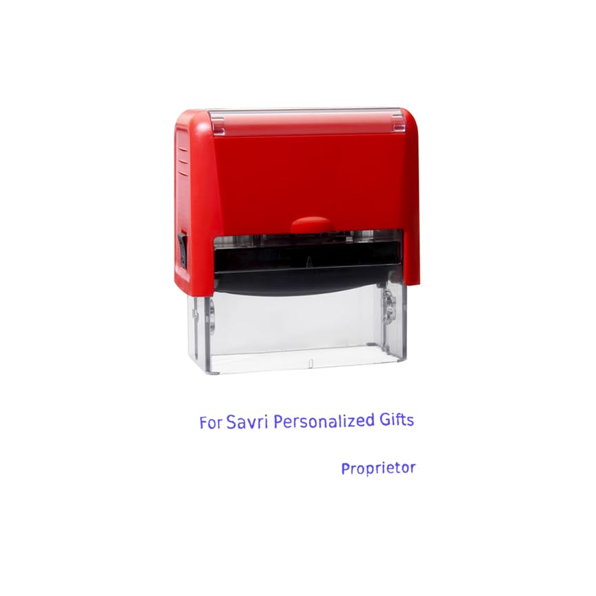 Savri Personalized Custom Stamp Mohar with Your Name, Designation & Firm | Best for Office, School, College, Legal Documents and Other Paperwork. (Self Ink Stamp (Rectangle))